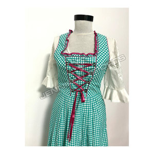 Custom Oktoberfest Beer Festival Outfit Ladies German Dirndl 100% Cotton <b>Checkered</b> Bartender Waitress Cosplay Accessories - Product Image 2