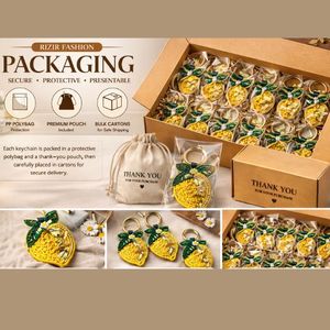 Rizir Fashion Handmade Durable Zinc Alloy Lemon Keychain Embroidered Beaded Trendy <b>Bag</b> <b>Charm</b> Women Cute Fruit Wedding - Product Image 5