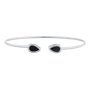 Brazalete de Plata de Ley 925 Chapado en Oro de 18k con Ónix Negro Natural en Forma de Pera, Joyería de Alta Calidad para Venta al Por Mayor - Product Image 3