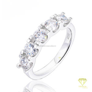 Classic Round Cut Moissanite Band <b>Ring</b> <b>925</b> Sterling <b>Silver</b> Elegant Multi Stone Wedding Jewelry For Women Bridal Gift - Product Image 4