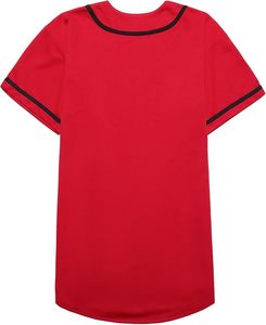 Maillot de baseball rouge imprimé à manches courtes unisexe avec boutons sur le devant, couleur unie, respirant, en polyester, personnalisable avec le nom de l'équipe, pour adultes, sport - Product Image 4