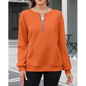 เสื้อฮู้ดซิปครึ่งตัวแบบมีกระเป๋าผ้าฟลีซปักลายพิมพ์ลายตามสั่งใหม่สำหรับผู้หญิง สไตล์สตรีทแวร์ สำหรับฤดูใบไม้ร่วงและฤดูหนาว - Product Image 1