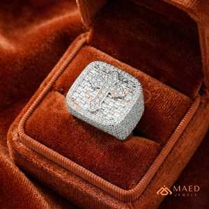 925 Sterling <b>Silver</b> Cross Baguette Cut Moissanite Hip Hop <b>Ring</b> for <b>Men</b> Iced Out Luxury Christian Jewelry Gift - Product Image 3