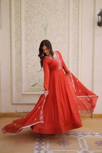 Vestido Largo Anarkali de Moda para Mujer con Bordado y Dupatta, Traje para Bodas y Fiestas, India 2026 - Product Image 4