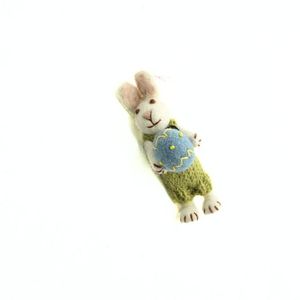 Adorno de Conejito de Pascua Clásico Hecho a Mano, Ecológico, de Fieltro, Blanco y Verde Claro, Decoración para el Hogar, Regalo de Primavera - Product Image 2