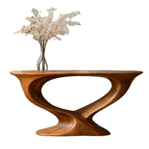 Mesa de Esquina de Madera Maciza Luxali, Mesa de Entrada Convertible Hecha a Mano, Base Geométrica, Diseño Moderno y Contemporáneo C009 - Product Image 5