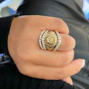 Diamond <b>Stacking</b> Band Half Eternity Curved Round Cut 10K 14K Solid Gold Unique Minimalist Everyday Wear Stackable Matching <b>Ring</b> - Product Image 6