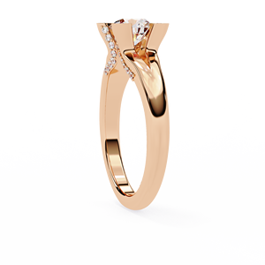 Bague en diamant de laboratoire rond brillant de 0,9 ct, motif boussole pavé, à double sangle, en vermeil or 18 carats, bijoux de mariée de luxe éthique - Product Image 4