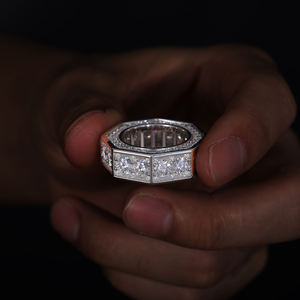 Luxury Octagonal Eternity Band Ring for Men and Women,Round Cut Cubic Zirconia Diamond Wedding Band - Product Image 1