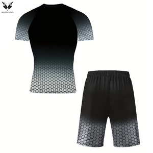 Breathable Athletic <b>Short</b> Sleeve Shirt & <b>Shorts</b> For Gym, Running Wear Best Quality Compression T-Shirt And <b>Shorts</b> Set - Product Image 2