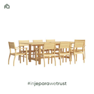 Ensemble de salle à manger moderne en teck de qualité supérieure, 6 à 10 places, table extensible, chaises empilables, résistant à l'eau, écologique, pour hôtel - Product Image 3