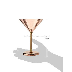 Copa de vino moderna hecha a mano de acero inoxidable, Copas de Martini con acabado Chapado en cobre para servir bebidas, juego de dos piezas - Product Image 4