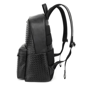 Minimalist Black Microfiber <b>Laptop</b> <b>Backpack</b> With Diamond Lattice Pattern Zipper Closure Unisex Softback 20-39L Water Resistant - Product Image 2