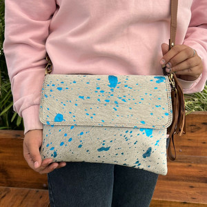 กระเป๋าสะพายข้างหนังวัวโลหะหรูหราแฟชั่นใหม่สำหรับผู้หญิงกระเป๋าถือแบบมีฝาปิดมีสายคล้องข้อมือสำหรับนักออกแบบหนังแท้สไตล์ตะวันตก - Product Image 3