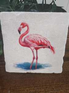 Ensemble de sous-verres en marbre flamant rose, sous-verres rustiques à motif d'oiseaux, sous-verres animaux du zoo, décoration flamant rose unique - Product Image 4