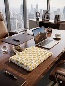 Sac pour ordinateur portable en coton matelassé à imprimé floral, léger, rembourré, avec fermeture éclair, sac de transport à main, sac de transport pour ordinateur portable de bureau et de voyage - Product Image 3