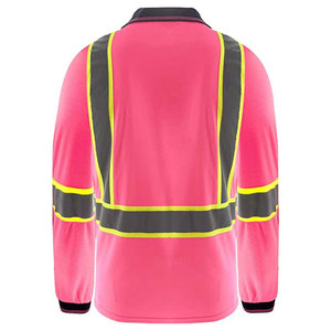 High Visibility Long Sleeve Safety Reflective Stripes Worker Construction Security Working Uniform Polo Shirts - Product Image 2
