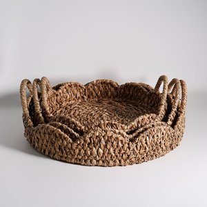 Plateau tressé en jonc de mer fait main avec poignées, panier décoratif rustique naturel pour table basse, cuisine, décoration intérieure, vente en gros - Product Image 5