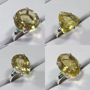 Anillo de Cuarzo Limón en Plata de Ley 925, Anillos de Compromiso, Estilo Vintage Bohemio, Anillo de Eternidad Antiguo con Baño de Oro para Mujer - Product Image 3