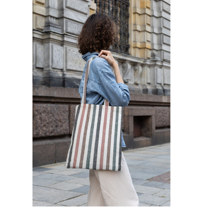 สินค้ามาใหม่ คุณภาพพรีเมียม ผ้าลายทางทันสมัย ย้อมเส้นด้าย ดีไซน์ขายดีที่สุด ผ้าฝ้ายรีไซเคิล 100% แบบคาร์ด  ผ้าอเนกประสงค์ - Product Image 4