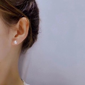 Boucles d'oreilles en argent pur S925 avec perle ronde naturelle de 8-9 mm, parfaitement arrondie, pour un regard éblouissant - Product Image 4