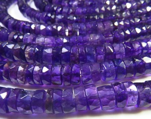 Cuentas de Amatista Púrpura en Forma de Rueda de 6mm, Perforadas al Centro, Facetadas, Planas, Tipo Disco, Hilo de 16 Pulgadas, Cuentas Heishi de Amatista Púrpura Natural de Primera Calidad - Product Image 1