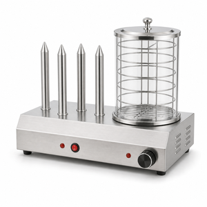 2-in-1 Hot Dog <b>Steamer</b> and Bun Warmer Station Commercial Sausage Heating Machine with Tempered Glass Cylinder for Convenience St - Product Image 1