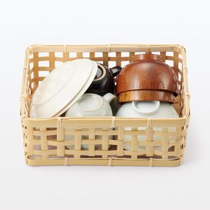 Panier de rangement rond en bambou tressé, organisateur pour la maison, accessoires de cuisine, conteneur alimentaire, panier à linge pour salle de bain - Product Image 3
