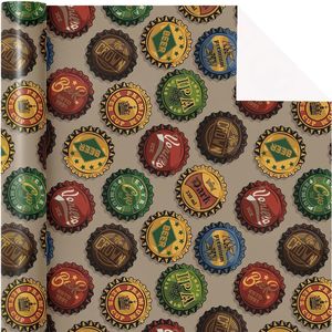 Rotolo di Carta da Regalo Mini da 17 Pollici x 16,5 Piedi con Tappi di Bottiglia di Birra Vintage con Diverse Scritte, Biglietti di Auguri Perfetti - Product Image 3