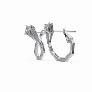 Pendientes de Diamantes Victoria Timeless Structure, Corte Redondo y Princesa, Diamantes Creados en Laboratorio para Exportación - Product Image 4