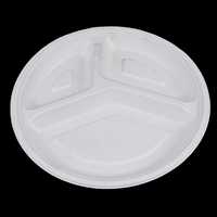 Assiette carrée blanche en bagasse de canne à sucre, écologique, jetable, légère, pour usage occasionnel à emporter, 9 pouces (3 compartiments).