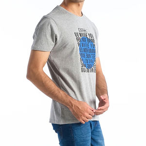 Camiseta de Manga Corta para Hombre, Cuello Redondo, Color Gris, Corte Regular, Informal, 100% Algodón Jersey, Color Sólido - Product Image 3