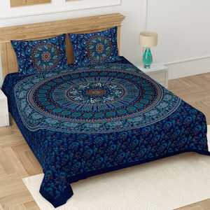 Handmade <b>Bedding</b> Jaipuri Bedsheet With Pillow Cotton Sheets Exclusive Quality Classy Style Hand Block Print Cotton Bed Cover Set - Product Image 1