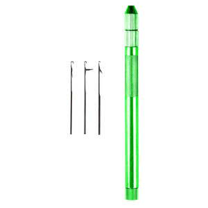 Custom Logo Color Strong Gripped Handle <b>Crochet</b> <b>Hook</b> Needle Threader Loop Pulling Needle for Micro Hair Extensions Tools kit - Product Image 3