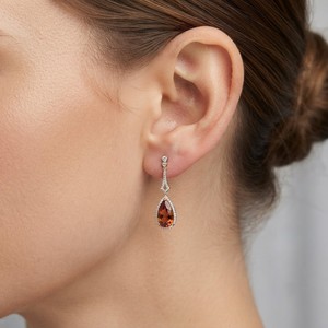 Pendientes de Plata 925 Aniva Classic para Mujer con Diseño de Flor y Engaste de Diamantes para Boda - Product Image 4