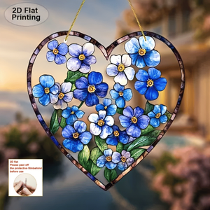 CIFbuy Acchiappasole Artigianale in Acrilico Blu con Cuore Floreale Stile Vetro Colorato, Decorazione da Parete per Casa e Giardino, Regalo in Cristallo - Product Image 3