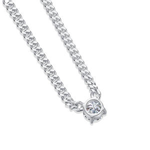 Collar Clásico Redondo con Circonitas AMBER JEWELS T-3206, Cadena de Plata 925 con Caja, Engaste Abierto, Unisex, Uso Diario - Product Image 2