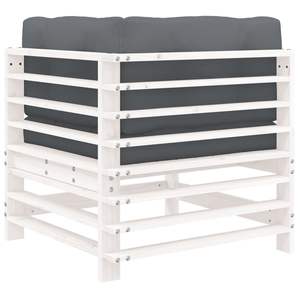 Sofá Esquinero Modular Mediano de Madera de Pino Sólido Blanco para Patio - Product Image 5