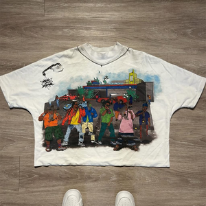 Anti-rides 100% coton personnalisé DTF DTG impression Streetwear Box Cut Tee T Shirt recadrée TShirt surdimensionné Boxy Fit hommes T-Shirt - Product Image 4