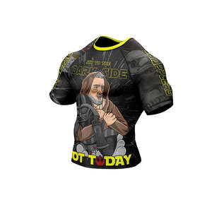 High Quality Unisex Sublimation Printed Breathable Quick Dry 180g Rash Guard Short <b>Sleeve</b> Compression Fit for for BJJ MMA - Product Image 5