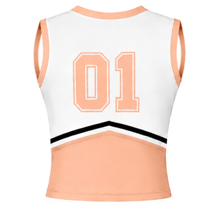 Ensemble d'uniforme de cheerleading Peach : Haut sans manches à col en V et jupe plissée – Tenue de sport pour compétition de danse et performance d'équipe athlétique - Product Image 4