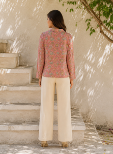 Women's Cotton Shirt With Floral Print Full Sleeve Casual <b>Top</b> Regular Fit India Pakistan Style All Seasons Wear - Product Image 3