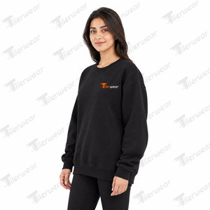 <b>Women's</b> <b>Black</b> Crew Neck Sweatshirt Drop Shoulder Pullover <b>Long</b> <b>Sleeve</b> <b>Top</b> Letter Logo Front Oversized Sweatshirts for sale - Product Image 2