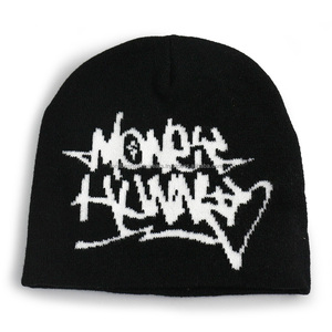 FONILBEST Bonnet Unisexe Noir Broderie Lettres Strass Motif Cœur 54-56CM Adulte Décontracté Hiver Tricoté à la Machine - Product Image 4