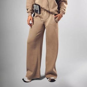 Custom Logo Cotton <b>Women</b> Sweatpants <b>Jogger</b> Pants With Pockets High Waist Solid Color <b>Joggers</b> Cotton <b>Fleece</b> Bottom - Product Image 1