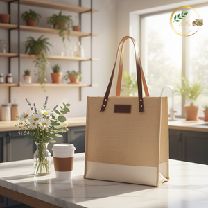 Bolso de Playa de Yute Moderno con Asas de Algodón Suave, Estilo Elegante para Mujer, Atuendos Casuales de Verano - Product Image 2