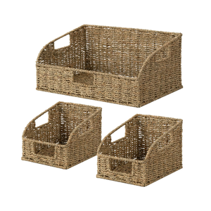 Paniers de rangement en jonc de mer de style rustique avec poignées intégrées, organisateurs et rangements de cuisine en provenance du Vietnam - Product Image 1