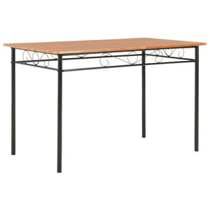 Juego de comedor de acero y MDF en marrón medio y negro, mesa y silla de comedor - Product Image 2