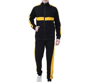 Conjunto Deportivo para Hombre en Negro y Amarillo con Bloques de Color, Sudadera con Cierre de Cremallera y Cuello Alto, Pantalones Deportivos, Estilo Casual para Otoño - Product Image 1