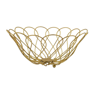 Corbeille à fruits de luxe en fil doré, bol de rangement en métal pour comptoir, support décoratif moderne et minimaliste pour légumes et pain pour la cuisine - Product Image 1
